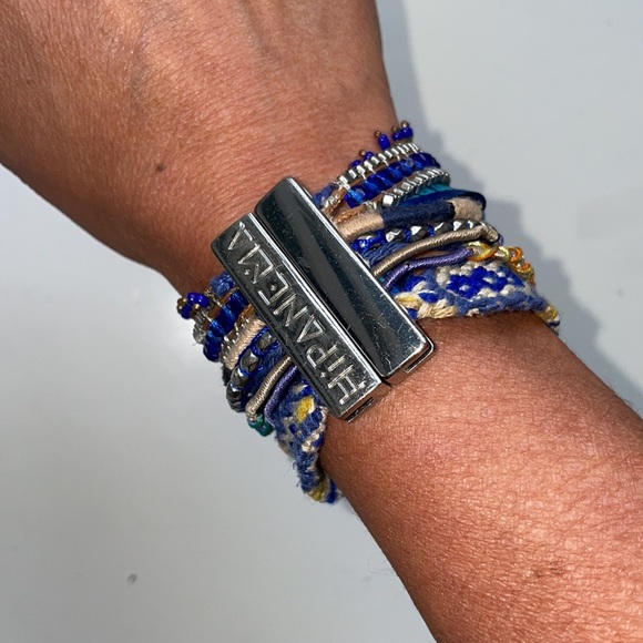 Hipanema Blue Magnetic Cuff 9 Strand Bracelet 7” - Picture 2 of 5